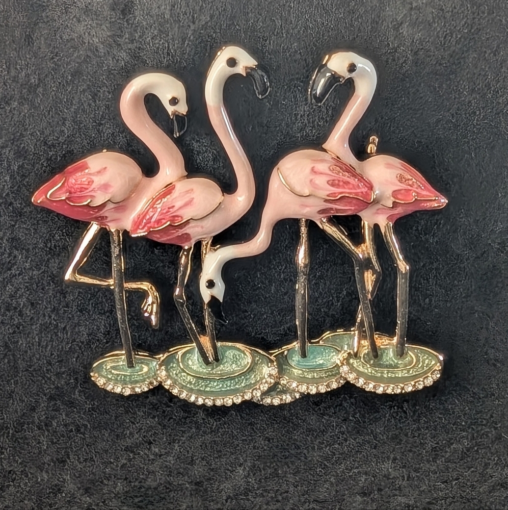 NAPIER. FLAMINGO BROOCH WITH CRYSTALS.